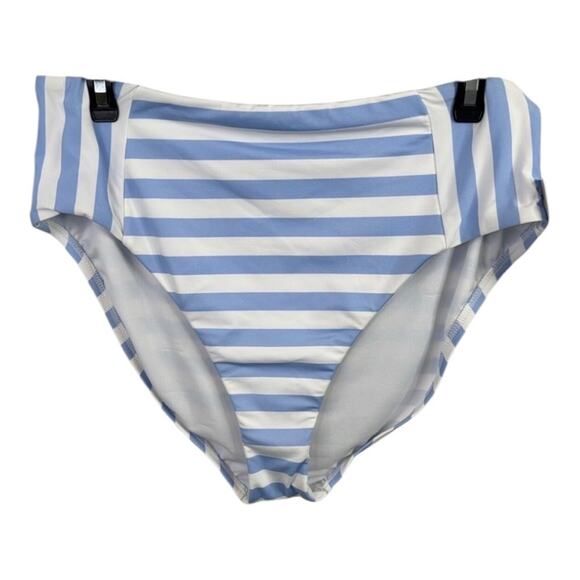 Gibson Latimer NWT Classic Hipster Silhouette Blue White Stripe Bikini Bottom LG - Picture 11 of 11